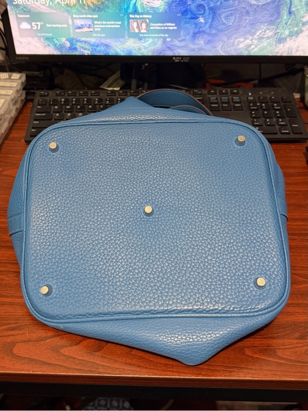 Pre-Owned Hermes GM Picotin Lock Bag Blue Clemence - Picture 6 of 15